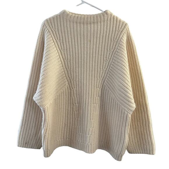 Equipment Femme 100% Wool Cable Knit Sweater Dolman Sleeve Cream Sweater Large - Picture 1 of 7